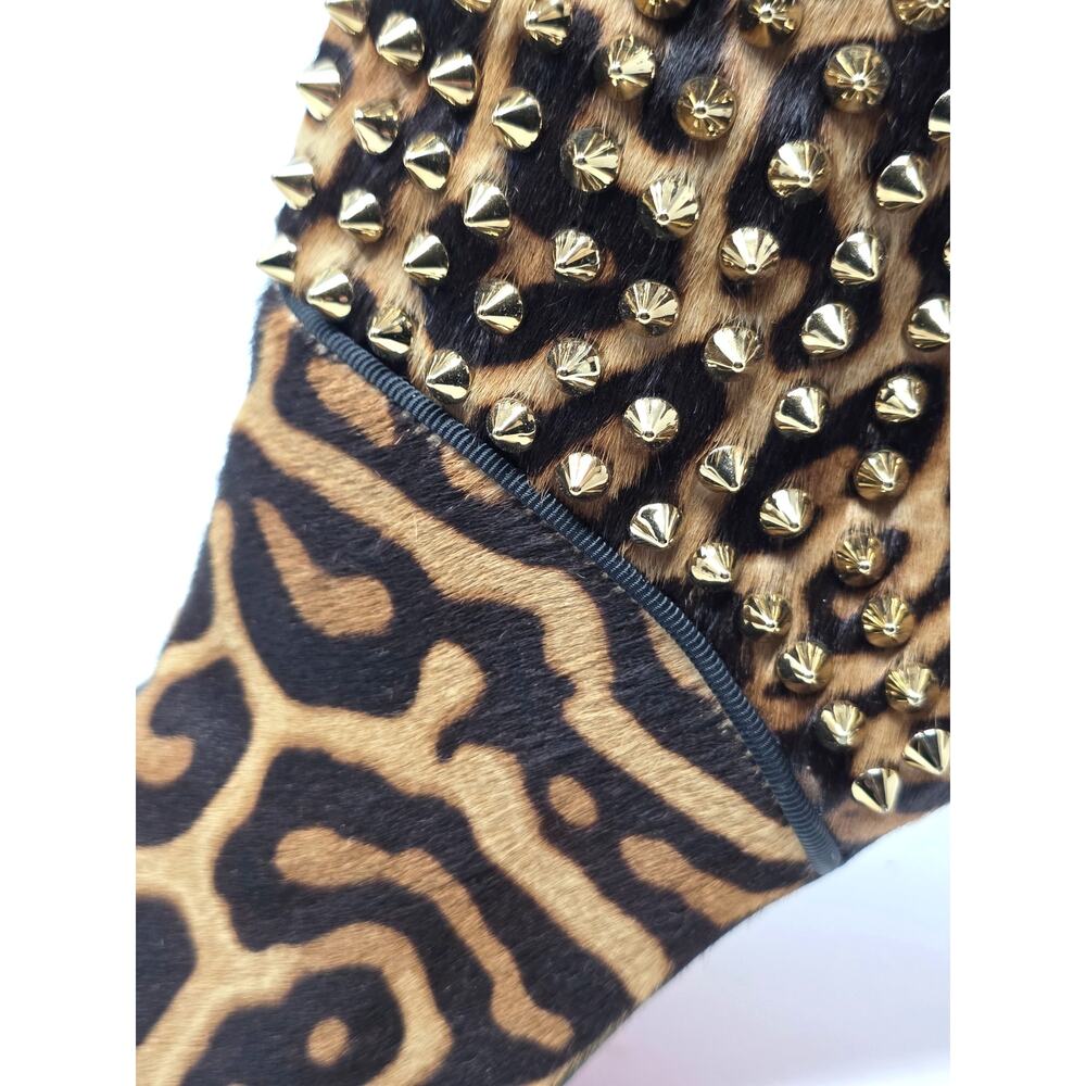 Christian Louboutin Ankle Boots Leopard Hongroise Calf Hair Spike Brown 38 8 - Picture 6 of 9